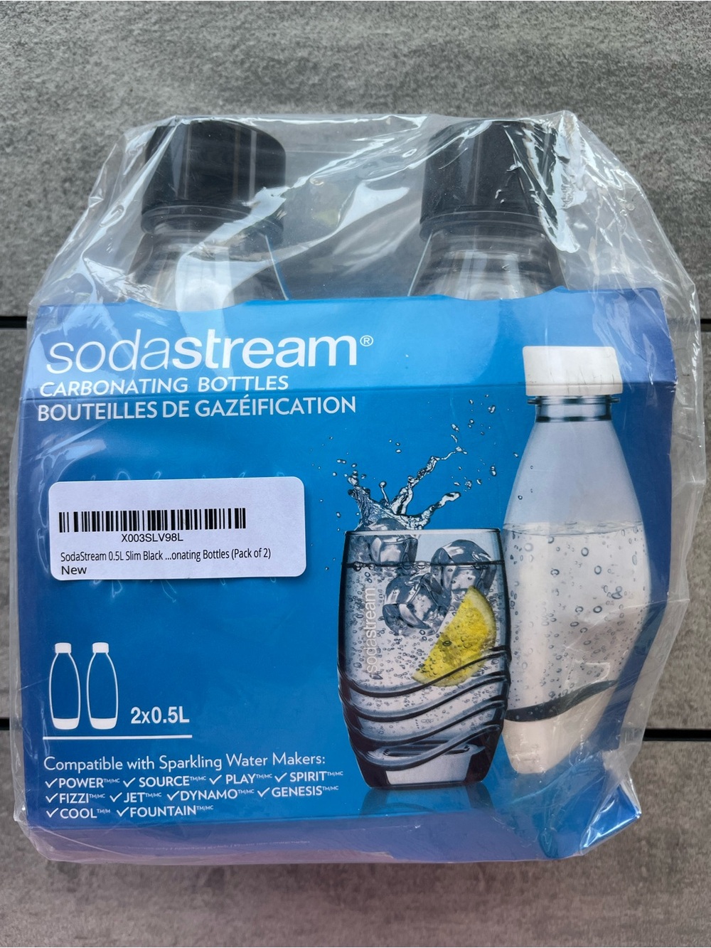 SodaStream 2-Pack 0.5L Carbonating Bottles - Black